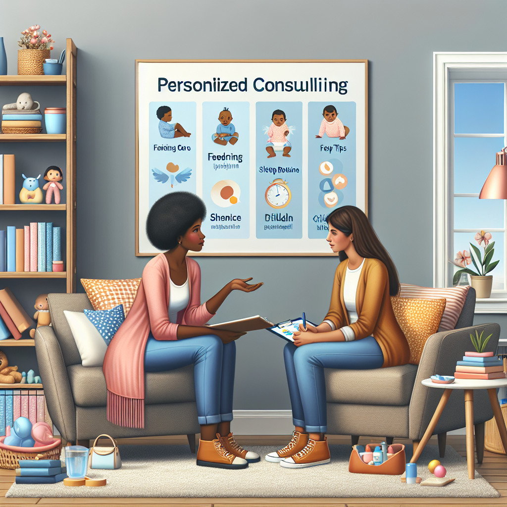 Offer personalized consulting sessions where you provide advice and guidance on various aspects of parenting, including infant care, feeding, sleep routines, and developmental milestones. women in home